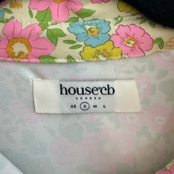 HOUSE OF CB Martinique Vintage Floral Mini Shirt Dress Size Small - Picture 6 of 6